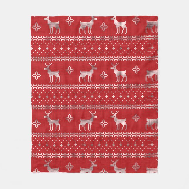 Couverture de Noël Rouge Knit Sweer Deer (Devant)