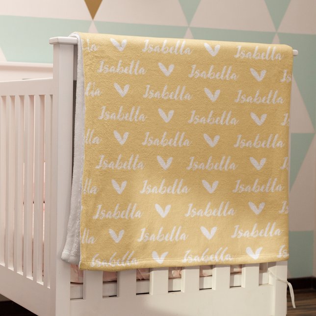 Couverture de nom personnalisée jaune avec coeur (Créateur téléchargé)