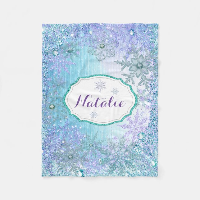 Couverture de polaire personnalisée de flocon de n (Devant)