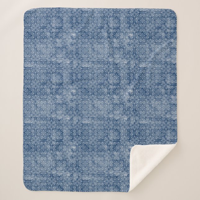 Couverture de Sherpa de batik d'indigo (Devant)