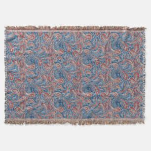 Couverture Denim rouge, blanc et bleu de Paisley de Faux