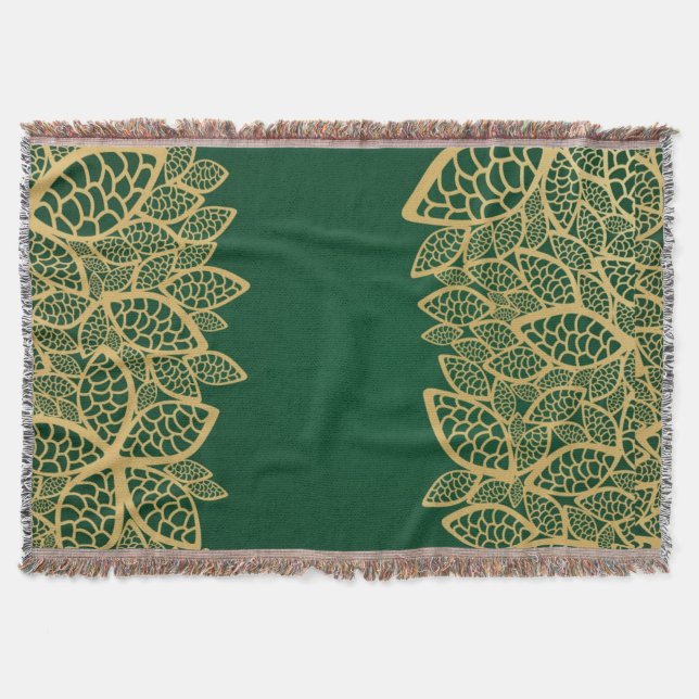 Couverture Dentelle d'or de feuille sur l'arrière - plan vert (Devant)