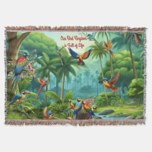 Couverture Des oiseaux tropicaux colorés parmi des plans écla