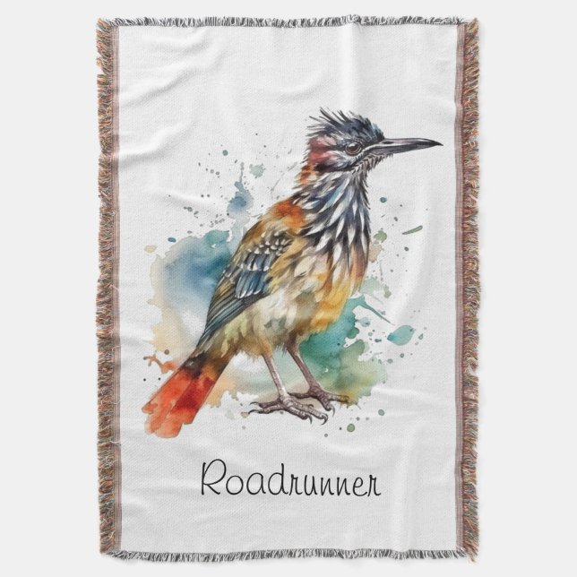 Couverture Desert Spirit, Roadrunner en Aquarelle, coutume (devant Vertical)