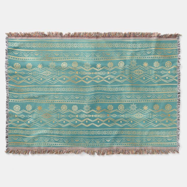 Couverture Design de gribouillages tribus Turquoise et or (Devant)