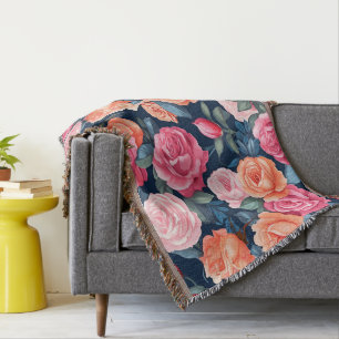 Couverture Design Motif Rose rouge rose orange
