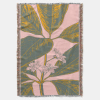 Dessin botanique rose et vert Palm Frond