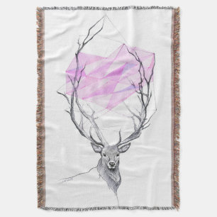 Couverture Dessin de coeur géométrique rose et cerf Art anima