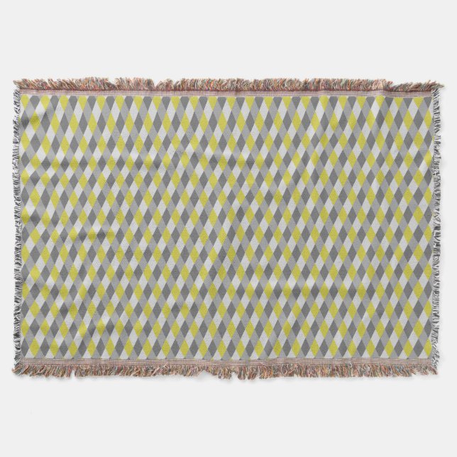 Couverture Diamants géométriques Jaune et gris Moderne Abstra (Devant)