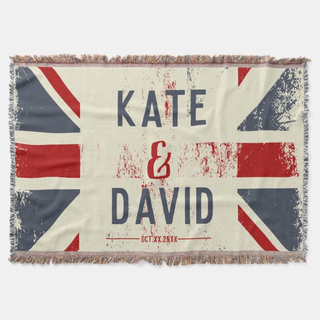 Couverture Distressed Union Jack Couple's Names Mariage Cadea (Devant)
