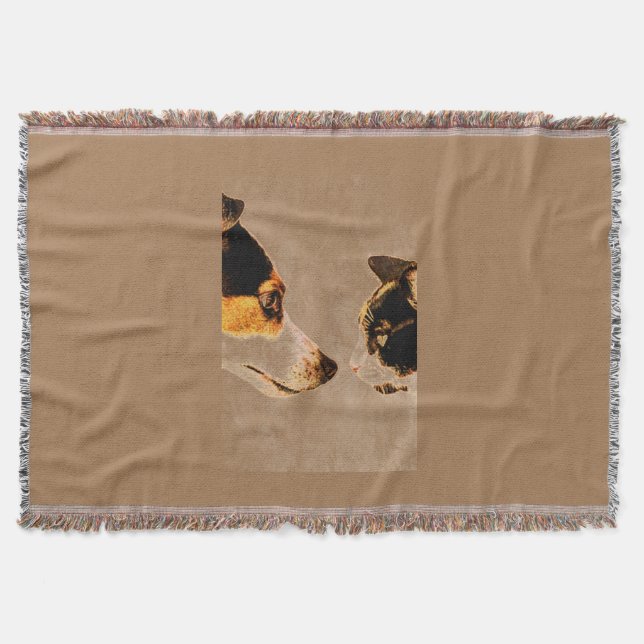 COUVERTURE 'DOG/CAT TAPESTRY JETTE EN BROWN. (Devant)