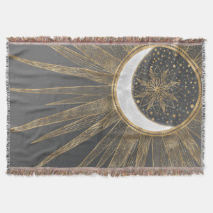Couverture Doodles d'or élégants Sun Moon Mandala Design