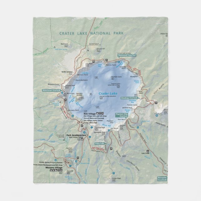 Couverture d'ouatine de carte de lac crater (Devant)