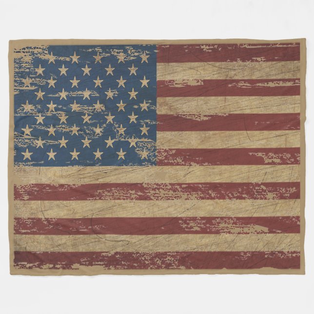 Couverture d'ouatine de drapeau des USA affligée (Devant (Horizontal))