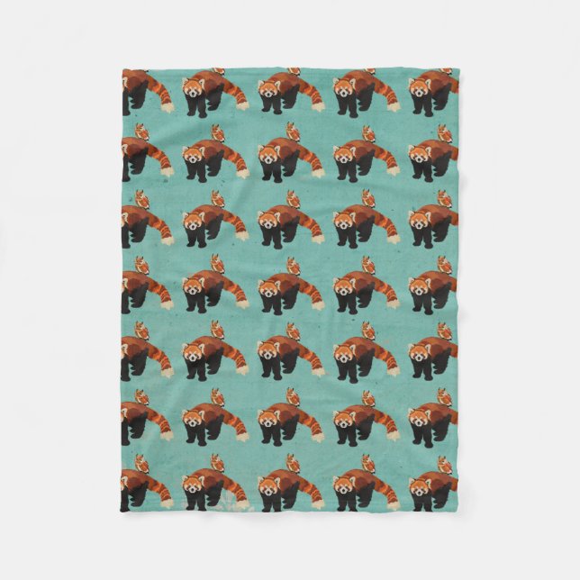 Couverture d'ouatine de panda rouge et de hibou (Devant)