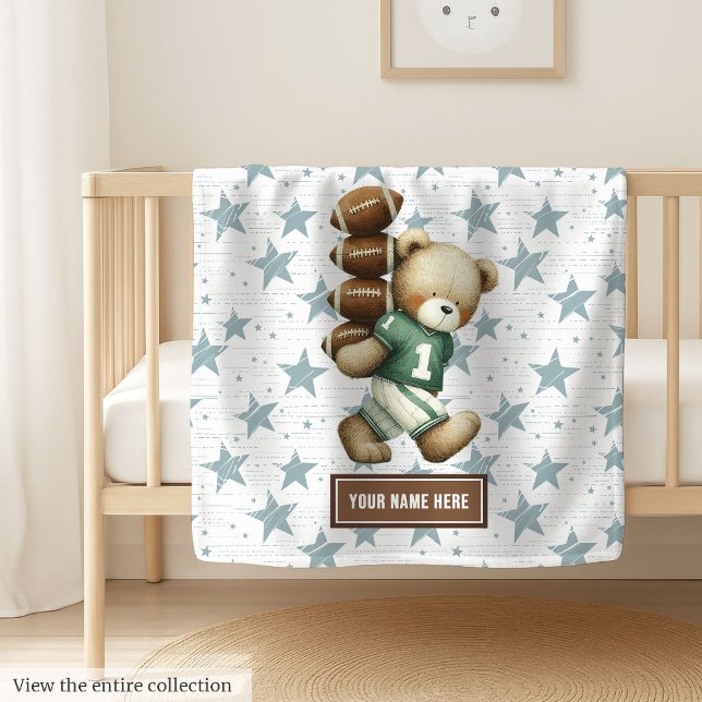 Couverture d'ours en peluche personnalisée (Personalized American Football Teddy Bear Blanket)