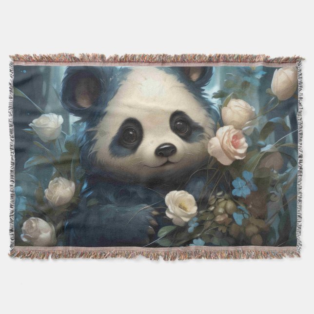 Couverture Doux Ours De Panda Chez Les Roses De La Jungle (Devant)