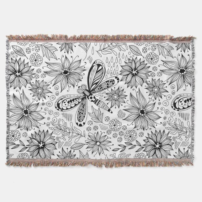 Couverture Dragonfly et doodle de fleurs (Devant)