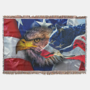 Couverture Drapeau américain de loup d'aigle chauve Patriotiq