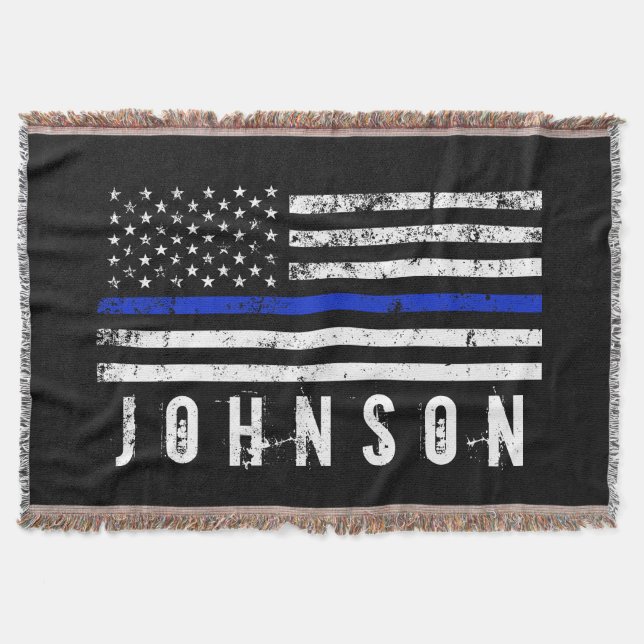 Couverture Drapeau personnalisé de police affligé par nom (Devant)