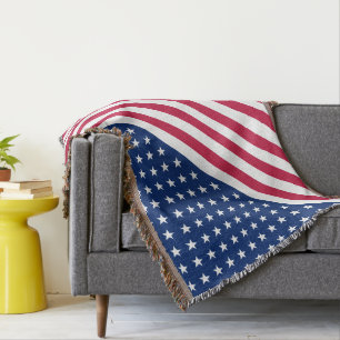 Couverture Drapeau USA Rouge Blanc Étoiles Rayures Lancer la 
