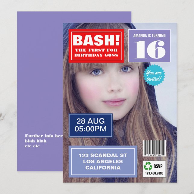 Couverture du magazine Invitation photo de la fête (Devant / Derrière)