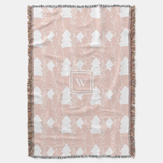 Couverture Dusty Pink Winter Wonderland avec Monogramme (devant Vertical)
