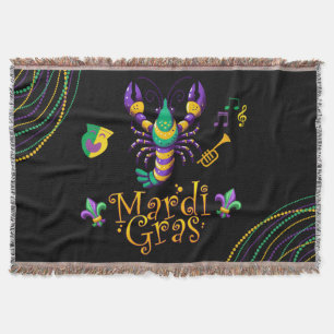 Couverture écrevisse/trompette/masque/fleur de lis Mardi Gras