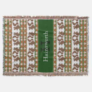 Couverture Écureuils et Acorns Fair Isle Monogram