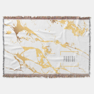 Couverture Effet Or Faux moderne Art Abstrait Lot Blanche