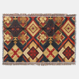 Couverture Elégance géométrique Motif sans couture Rouge Or N
