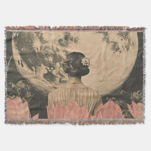Couverture Élégance Lune - Vue arrière d'une femme avec Lune
