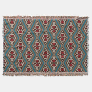 Couverture Elégance Motif Carrelage Cyan Rouge Cuivre Azulejo