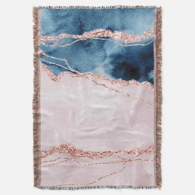 Couverture Élégance mystique | Turquoise Bleu et Rose Or Agat (devant Vertical)