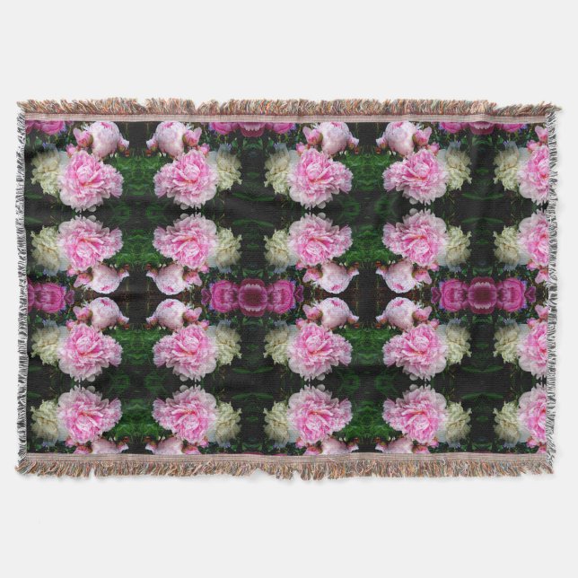 Couverture Élégant classique peoné rose blanc floral (Devant)