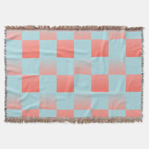 Couverture Elégant dégradé à damiers poudre corail bleu rose