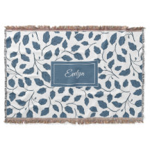 Élégant Feuille Bleu Botanique Jetter la couvertur