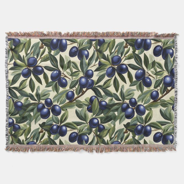 Couverture Élégant Motif de branche d'olivier avec des olives (Devant)