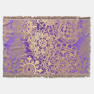 Couverture Élégant Motif de Mandala en or violet