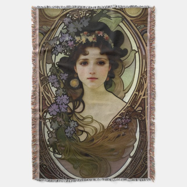 Couverture Elégant Mucha Style Portrait d'une belle femme (devant Vertical)