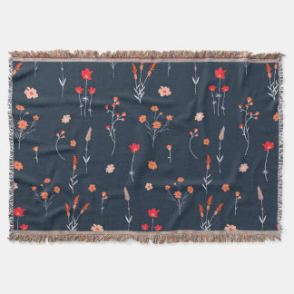 Couverture Elegant Navy Floral Throw Blanket