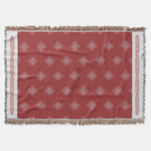 Couverture Élégant rouge blanc mongol Motif traditionnel
