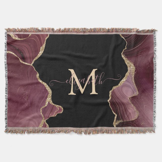Couverture Elegant Stylish Gold Glitter Burgundy Agate (Devant)