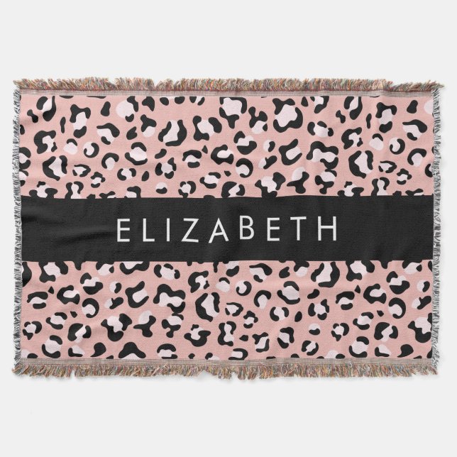 Couverture Empreinte de léopard, Spots, Leopard Rose, Votre N (Devant)