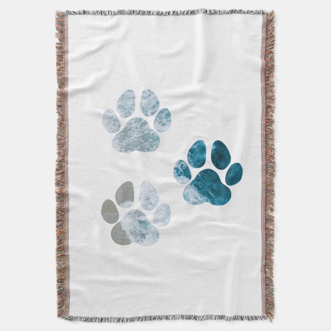 Couverture Empreintes de pattes de chiens - Vagues de plage e (devant Vertical)