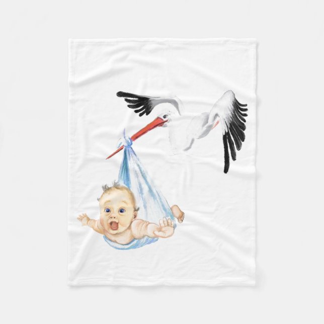 Couverture en cigogne et bébé en polaire (Devant)