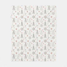 Couverture en laine polaire Arbres de Noël et cœur