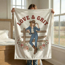 Couverture en laine polaire Western Cowgirl Countr