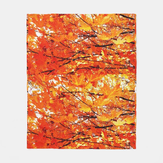 Couverture en molleton aux feuilles d'automne oran (Devant)