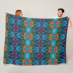 Couverture en polaire avec arc-en-ciel Koi Poisson